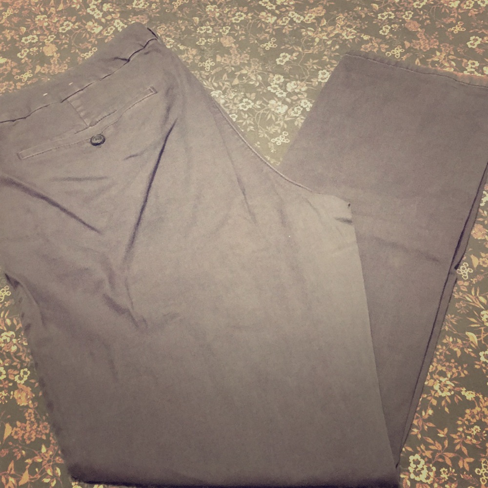 Gray pants, skinny.
